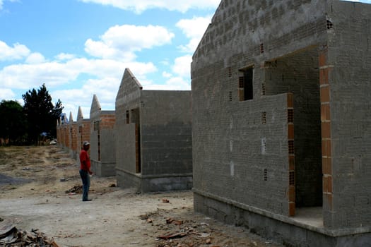 itamaraju, bahia / brazil - september 4, 2008: construction of houses of the brazilian popular happiness program in the city of Itamaraju, in the south of Bahia.