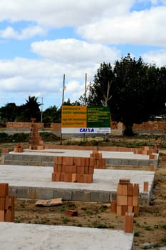 itamaraju, bahia / brazil - september 4, 2008: construction of houses of the brazilian popular happiness program in the city of Itamaraju, in the south of Bahia.