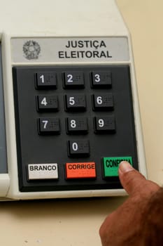 eunapolis, bahia / brazil - october 1, 2008: electronic ballot box of the Eleitora Regional Court, used in elections in Brazil and seen in the city of Eunapolis..