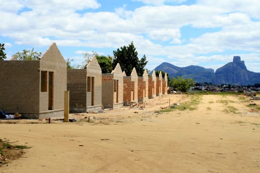 itamaraju, bahia / brazil - september 4, 2008: construction of houses of the brazilian popular happiness program in the city of Itamaraju, in the south of Bahia.