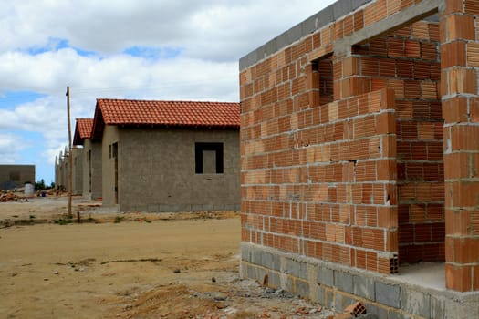 itamaraju, bahia / brazil - september 4, 2008: construction of houses of the brazilian popular happiness program in the city of Itamaraju, in the south of Bahia.