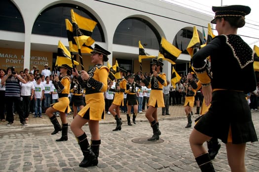 porto seguro, bahia / brazil - april 22, 2009: Members of the Fanfarra group are seen during the Civic-Military parade on the date of the discovery of Brazil.