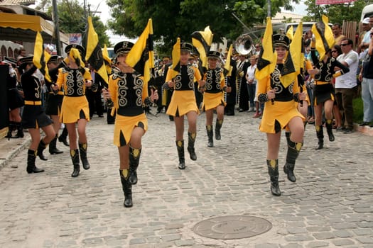 porto seguro, bahia / brazil - april 22, 2009: Members of the Fanfarra group are seen during the Civic-Military parade on the date of the discovery of Brazil.