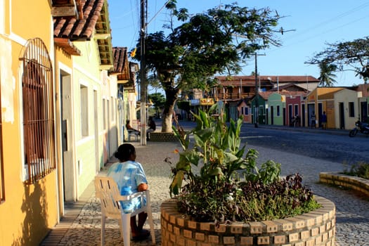 prado, bahia / brazil - september 13, 2008: colorful houses are seen on the street in the city of Prado, in southern Bahia.