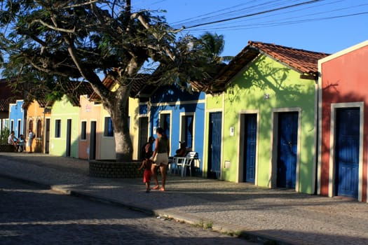 prado, bahia / brazil - september 13, 2008: colorful houses are seen on the street in the city of Prado, in southern Bahia.