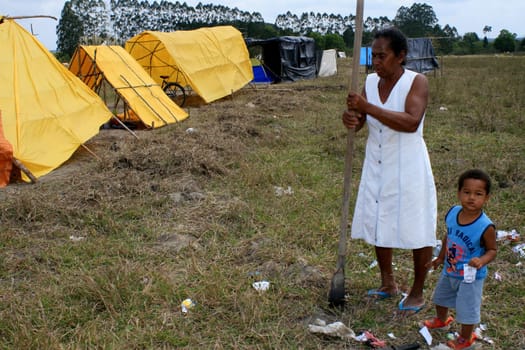 eunapolis, bahia / brazil - april 8, 2009: members of the Movimento Sente Terra - MST - are seen during the occupation of a farm invaded in the rural area of the municipality of Eunapolis....