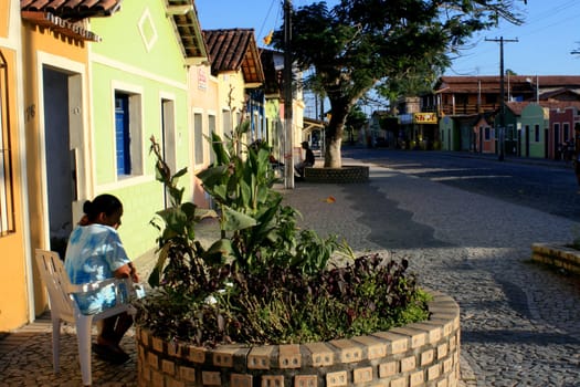 prado, bahia / brazil - september 13, 2008: colorful houses are seen on the street in the city of Prado, in southern Bahia.