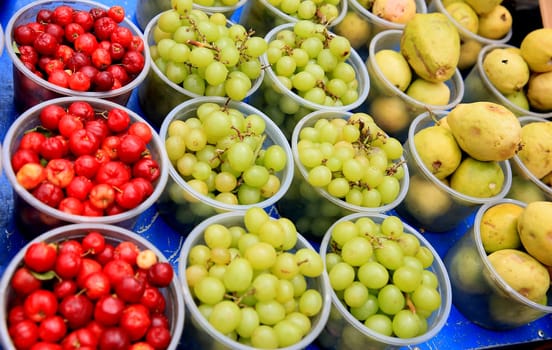 salvador, bahia / brazil - september 11, 2020: acerola, guava and grape fruits are seen for sale on the street in the city of Salvador.