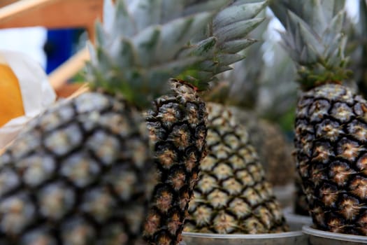 salvador, bahia / brazil - september 11, 2020: pineapple is seen for sale on the street in the city of Salvador.