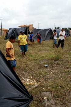 eunapolis, bahia / brazil - april 8, 2009: members of the Movimento Sente Terra - MST - are seen during the occupation of a farm invaded in the rural area of the municipality of Eunapolis....