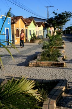 prado, bahia / brazil - september 13, 2008: colorful houses are seen on the street in the city of Prado, in southern Bahia.