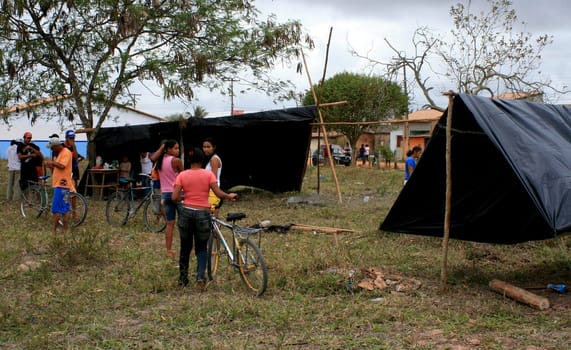 eunapolis, bahia / brazil - april 8, 2009: members of the Movimento Sente Terra - MST - are seen during the occupation of a farm invaded in the rural area of the municipality of Eunapolis....