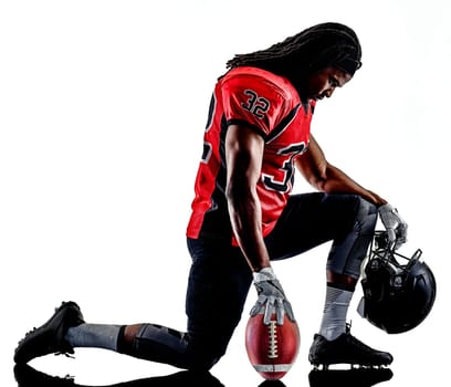 one american football player man isolated on white background