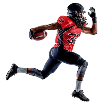 one american football player man isolated on white background