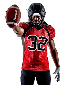 one american football player man isolated on white background