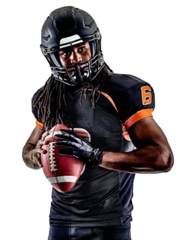 one american football player man isolated on white background