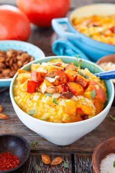 Rich creamy risotto with hokkaido pumpkin and parmesan cheese