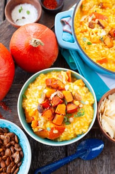 Rich creamy risotto with hokkaido pumpkin and parmesan cheese