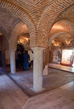 Caceres, Spain - Nov 22th, 2019: Bujaco Tower indoors now hosts the Centre of Interpretation of the Three Cultures