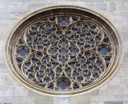 Rose window on St. Stephen’s Cathedral in Vienna, Austria