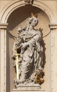 Saint Catherine of Alexandria, statue on Jesuits church in Vienna, Austria