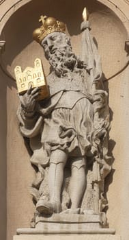Statue of Saint on Jesuits church in Vienna, Austria