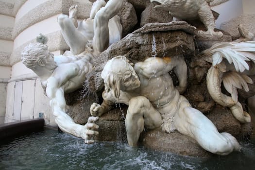 The forces on land fountain at the Hofburg in Vienna, Austria