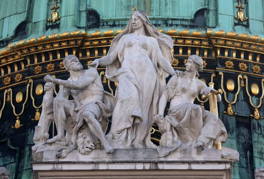Architectural artistic decorations on Hofburg palace, Vienna, Austria