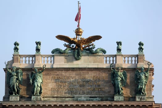 Austrian National Library and the Hofburg Congress Center on Heldenplatz in Hofburg, Vienna, Austria
