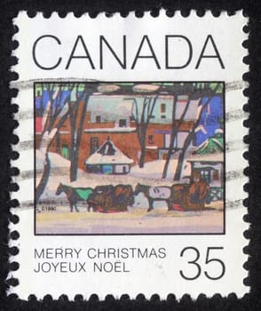 Christmas stamp printed in Canada, circa 1980