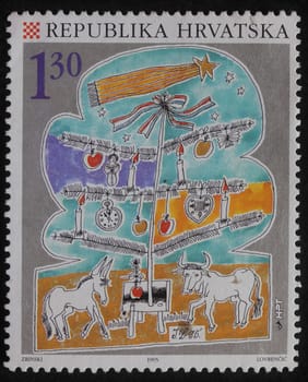 Christmas stamp printed in the Croatia, circa 1995