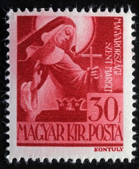 Stamp printed in Hungary shows Saint Margaret of Hungary, circa 1944