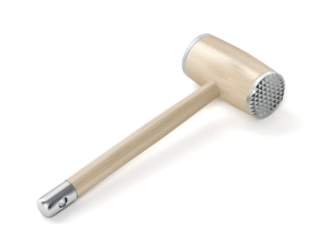 Wooden meat tenderizer on white background