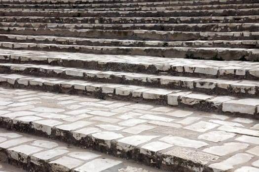 Stone stairs in front of the amphitheater in El-Jem, Tunisia