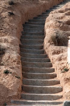 Stone stairs in residential caves of troglodyte in Matmata, Tunisia, Africa
