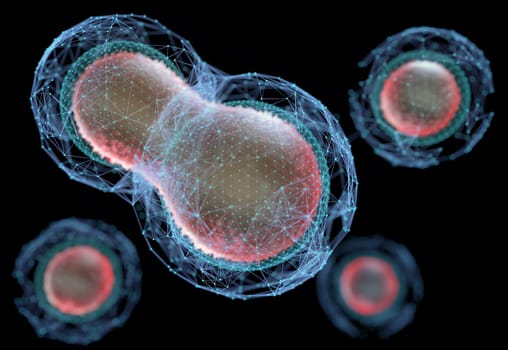 Biotechnology or biotech, concept of creation, division and cellular development. High organic technology with productive purposes.