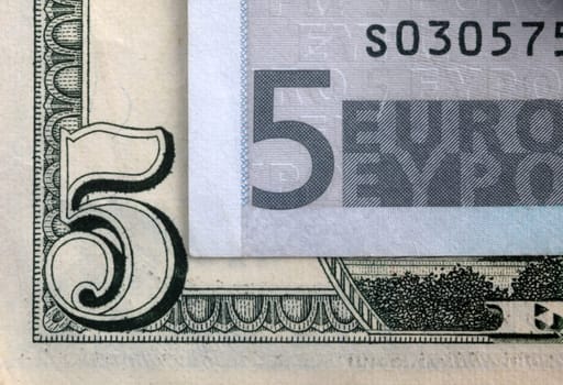 5 euros and 5 dollars