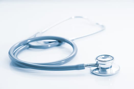 Stethoscope for doctor checkup on health medical laboratory table as medical concept