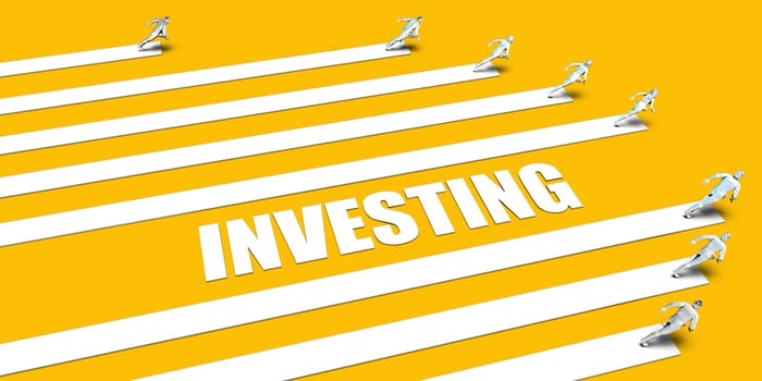 Investing Concept with Business People Running on Yellow