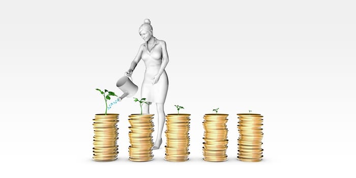Growth Investment with Businesswoman Growing Her Wealth