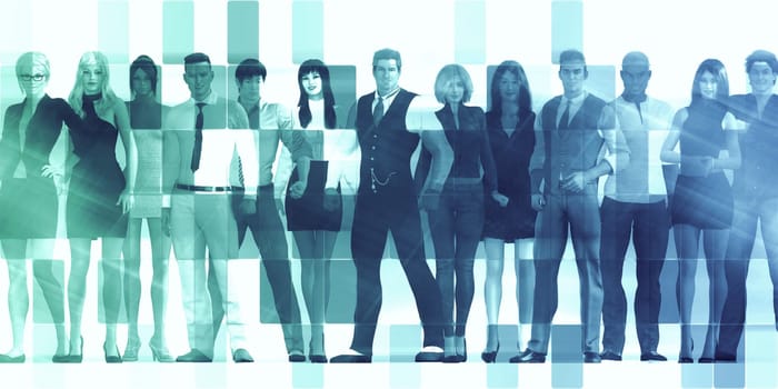 Business People Abstract with Diverse Group Standing Together