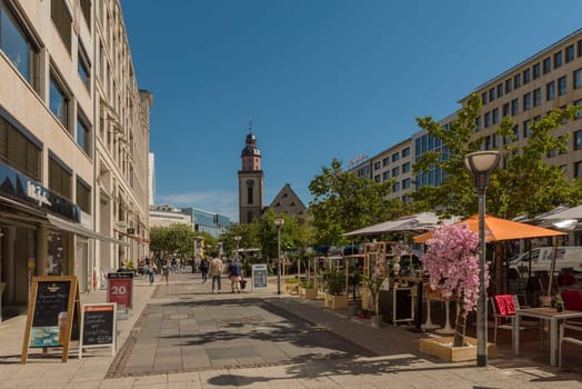pedestrians on Kaiserstrasse in downtown Frankfurt am Main