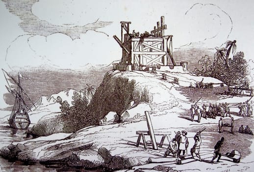 La Navidad fort. The first European colony established in the New World during the Age of Discovery. 19th Century engraving
