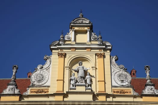 Architectural detail of the building of the Museum of Arts and Crafts in Zagreb, Croatia
