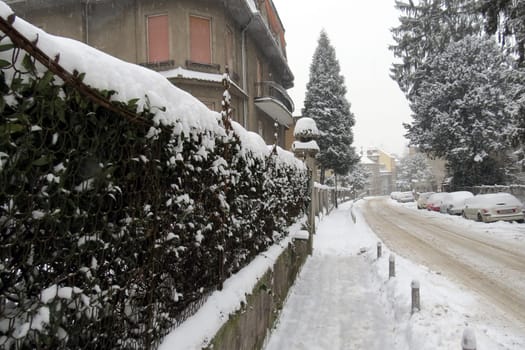 The streets covered in snow, Zagreb, Croatia