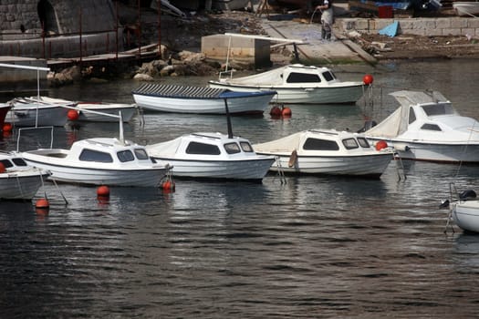Boats in Dubrovnik harbor, Croatia
