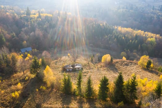 Colorful magic autumn mountain landscape.
