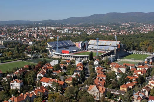 Maksimir stadium is official field for Dinamo football club in Zagreb, Croatia