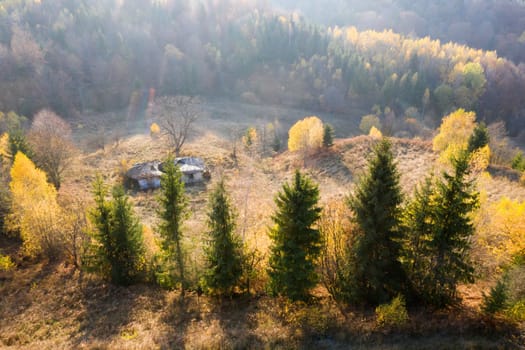Colorful magic autumn mountain landscape.