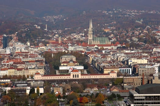 Aerial view of Zagreb, the capital of Croatia